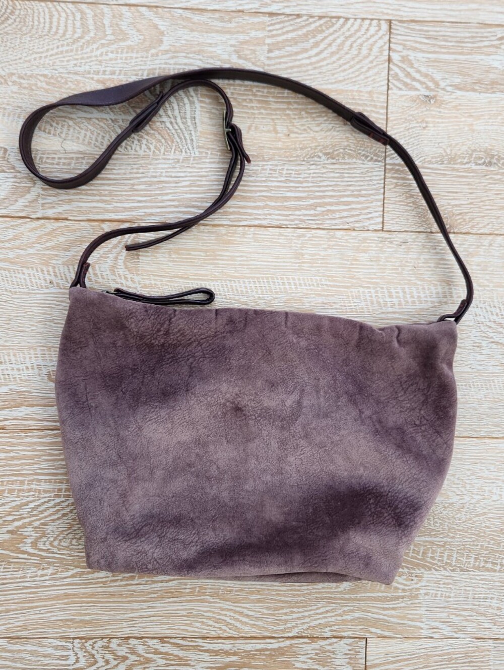 Plush Crossbody Bag in Taupe Faux Shearling